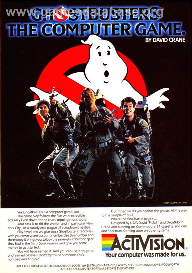 Ghostbusters - Atari 8-bit - Artwork - Advert