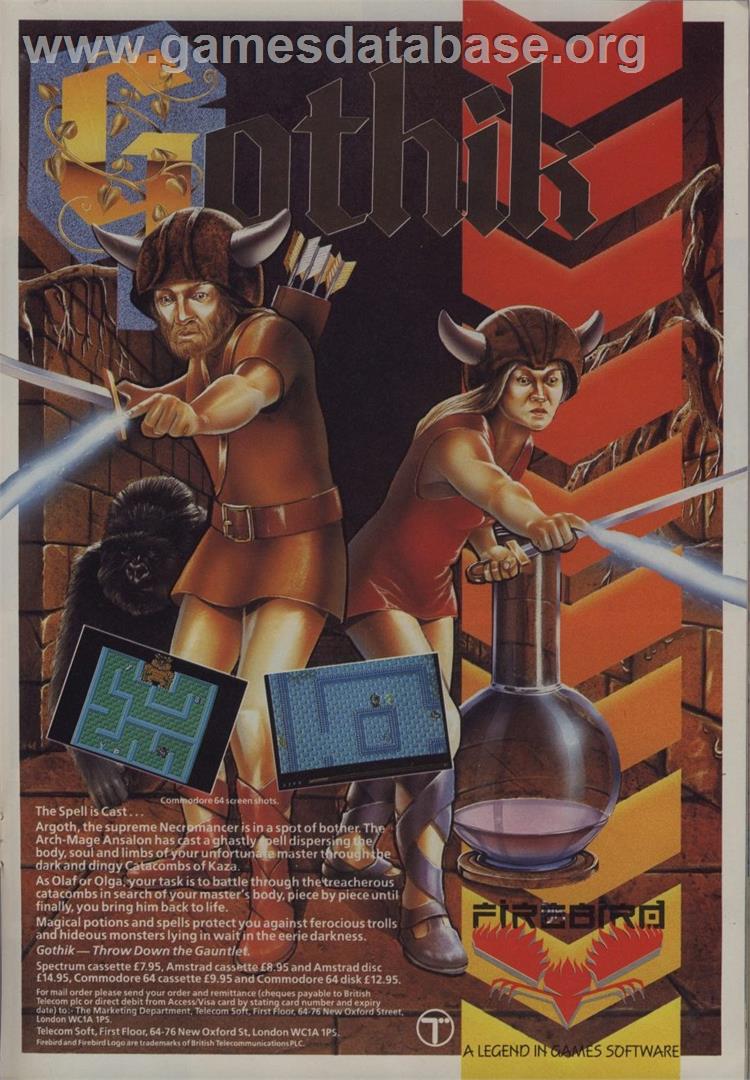 Gothik - Amstrad CPC - Artwork - Advert