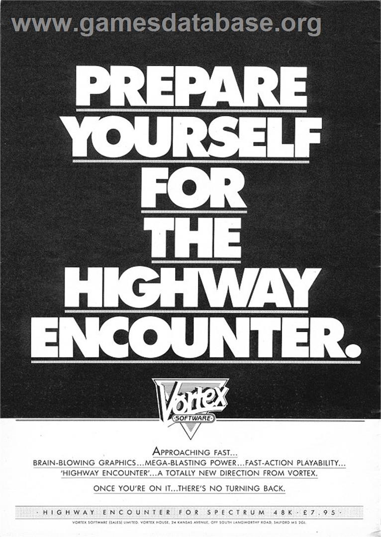 Highway Encounter - Sinclair ZX Spectrum - Artwork - Advert