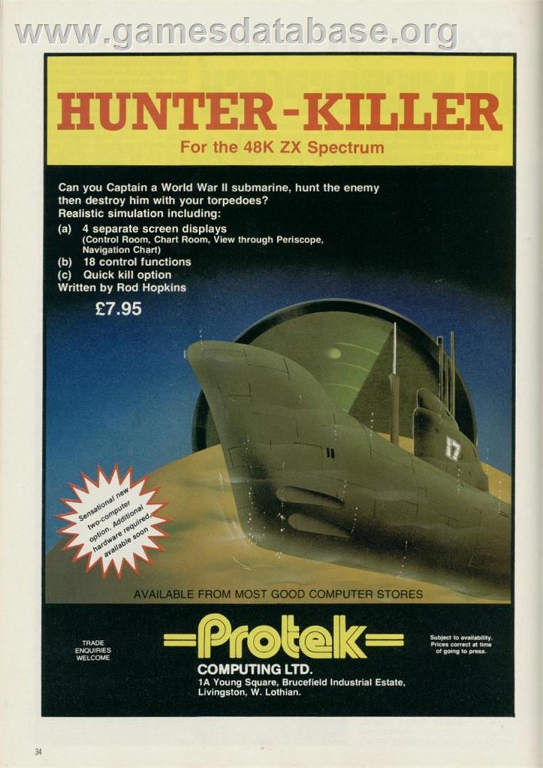 Hunter Killer - Commodore Amiga - Artwork - Advert