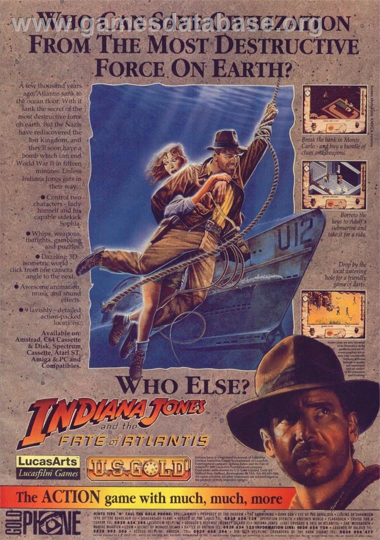 Indiana Jones and The Fate of Atlantis: The Action Game - Sinclair ZX Spectrum - Artwork - Advert