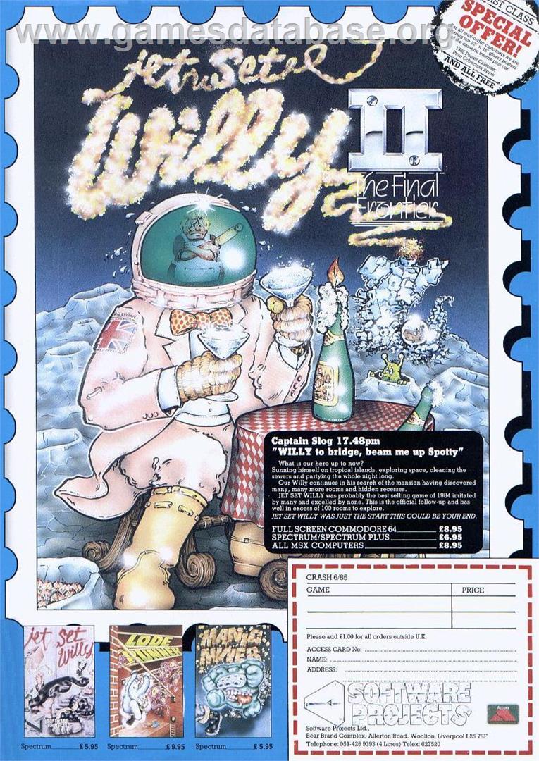 Jet Set Willy II: The Final Frontier - Sinclair ZX Spectrum - Artwork - Advert