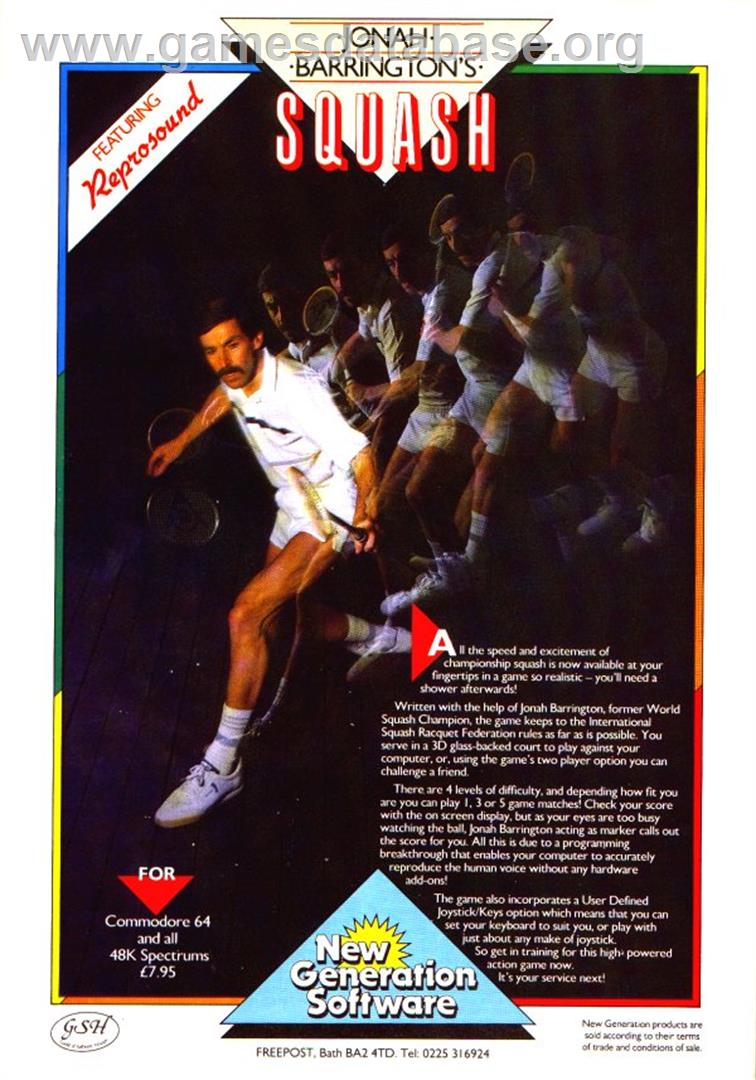 Jonah Barrington's Squash - Microsoft DOS - Artwork - Advert