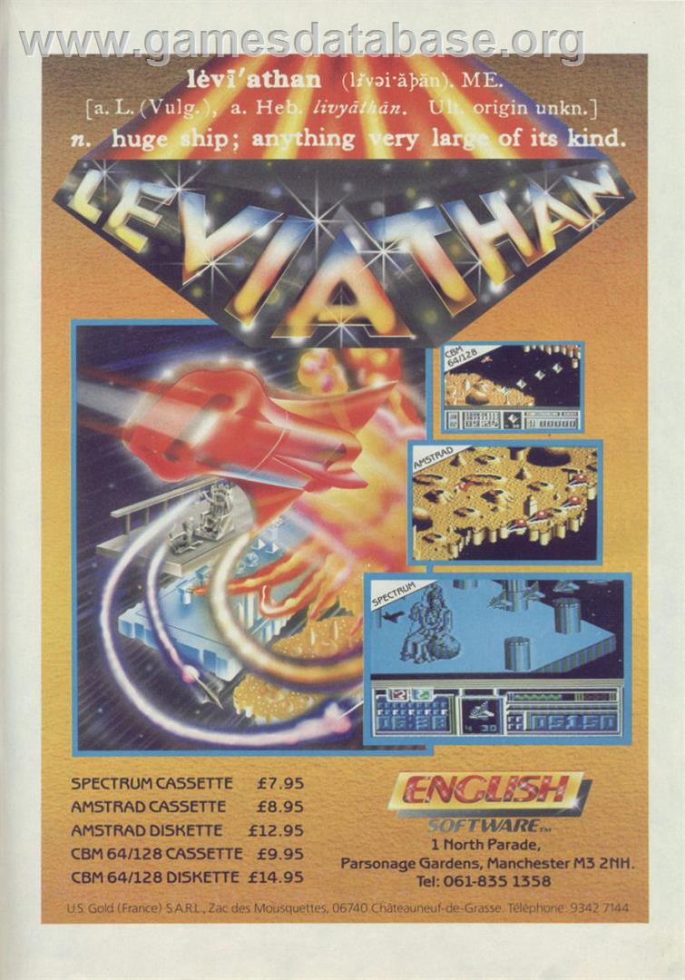 Leviathan - Sinclair ZX Spectrum - Artwork - Advert