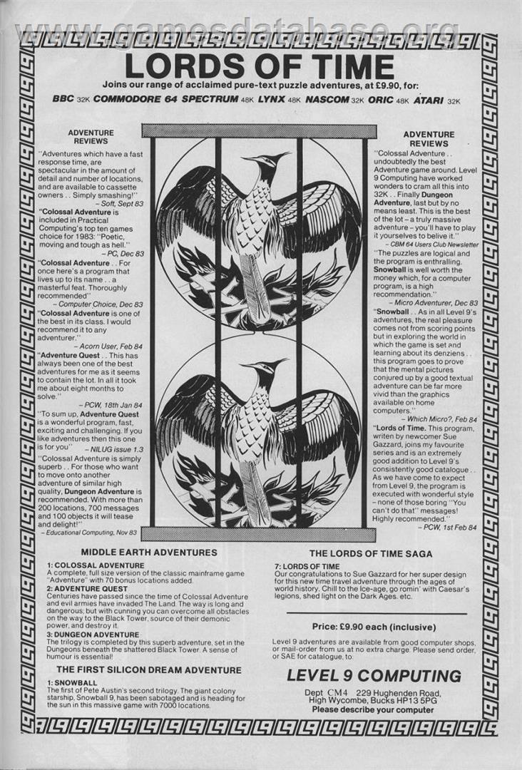 Lords Of Time - Acorn BBC Micro - Artwork - Advert