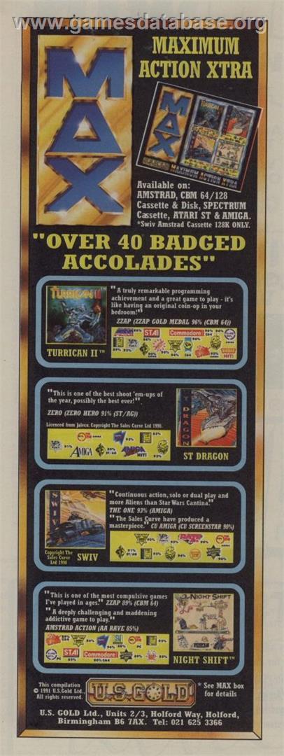 M.A.X.: Maximum Action Xtra - Commodore Amiga - Artwork - Advert