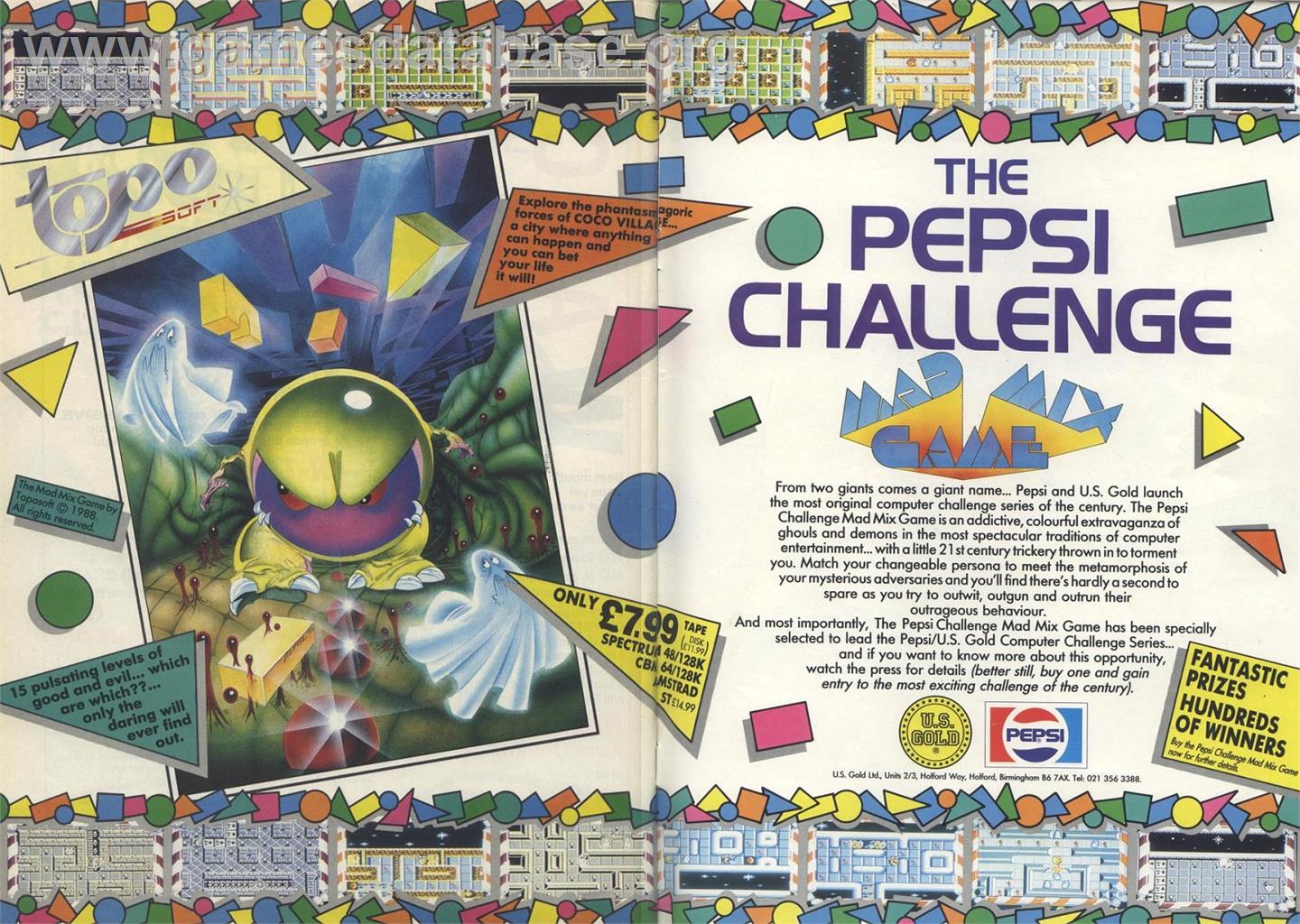 Mad Mix Game - The Pepsi Challenge - Commodore 64 - Artwork - Advert