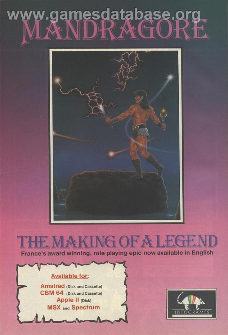 Mandragore - Sinclair ZX Spectrum - Artwork - Advert