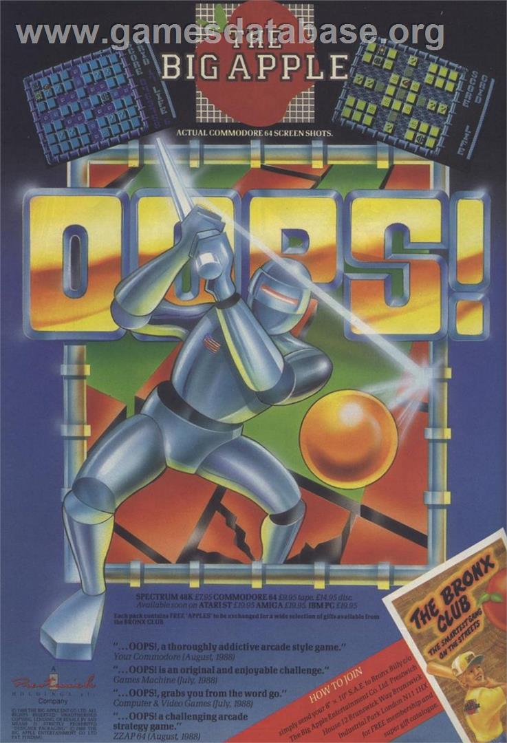 Oops - Sinclair ZX Spectrum - Artwork - Advert