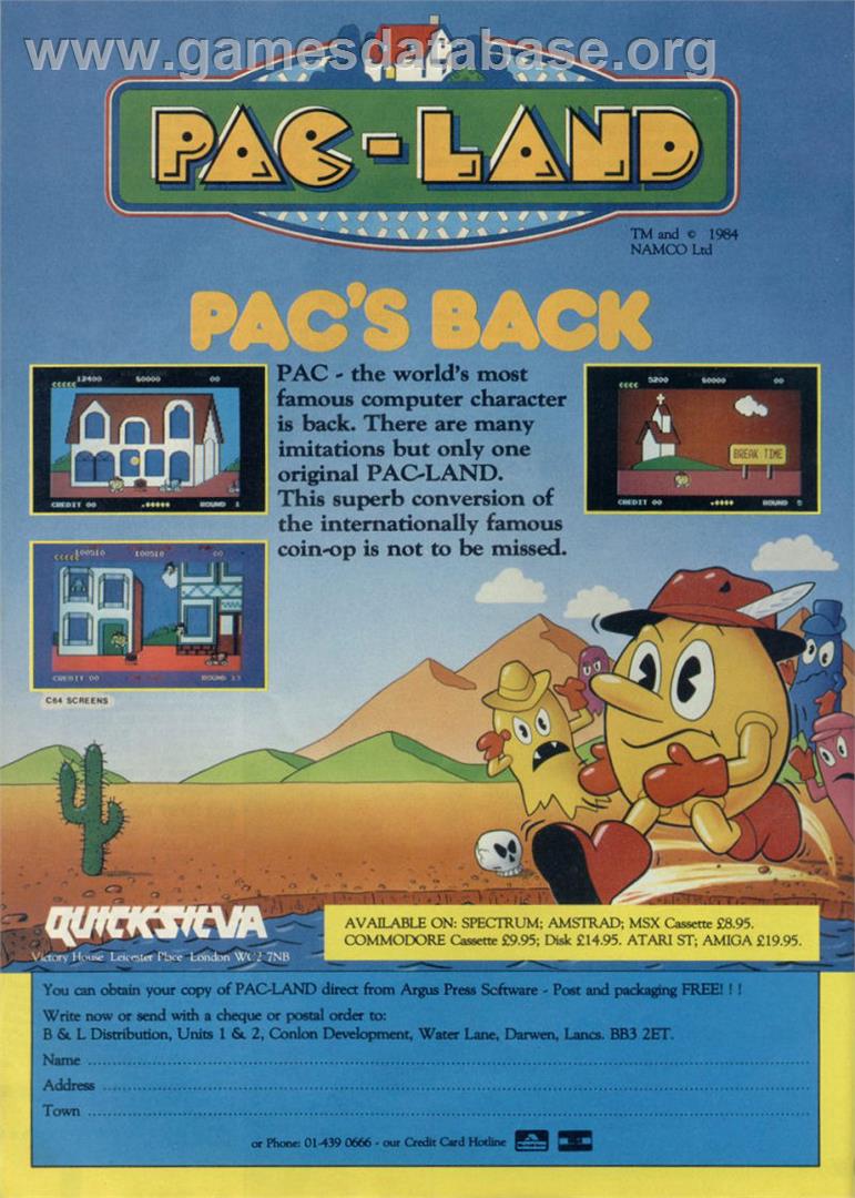 Pac-Land - Sinclair ZX Spectrum - Artwork - Advert