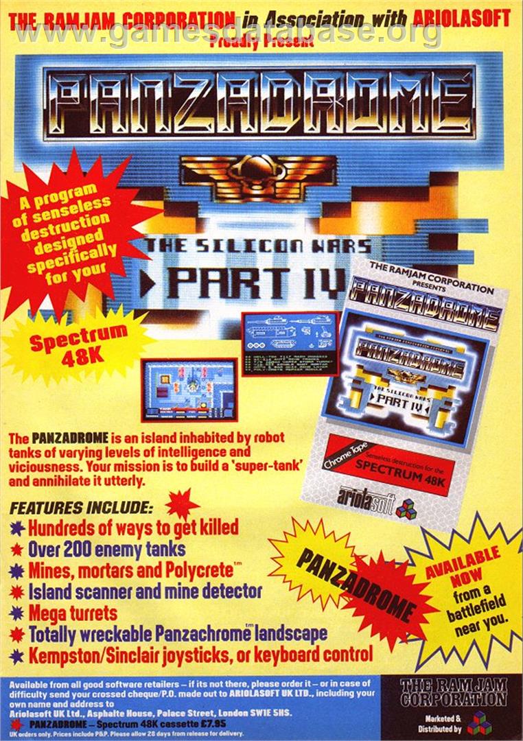 Panzadrome - Sinclair ZX Spectrum - Artwork - Advert