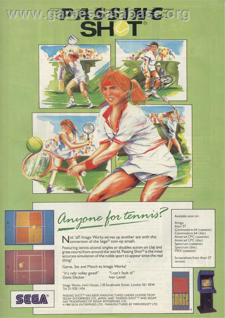 Passing Shot - Sinclair ZX Spectrum - Artwork - Advert