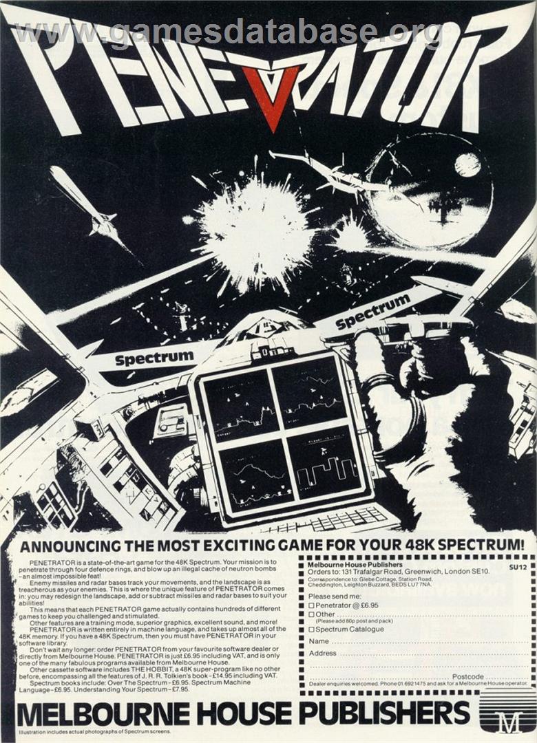 Penetrator - Sinclair ZX Spectrum - Artwork - Advert