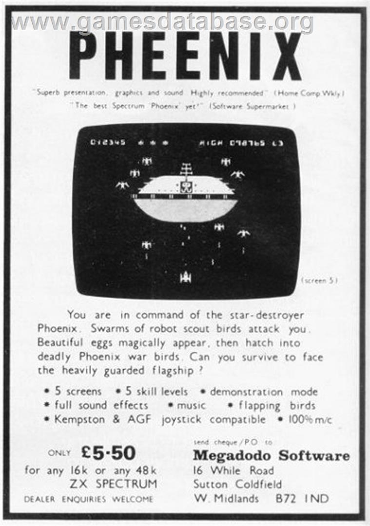 Pheenix - Sinclair ZX Spectrum - Artwork - Advert