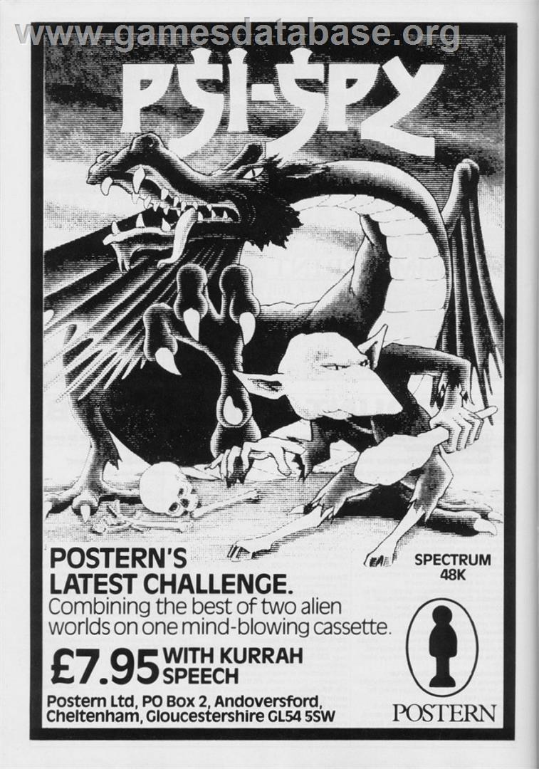 Psi Spy - Sinclair ZX Spectrum - Artwork - Advert