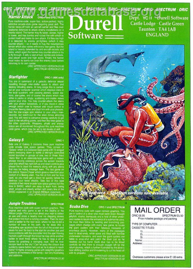 Scuba Dive - Tangerine Oric - Artwork - Advert
