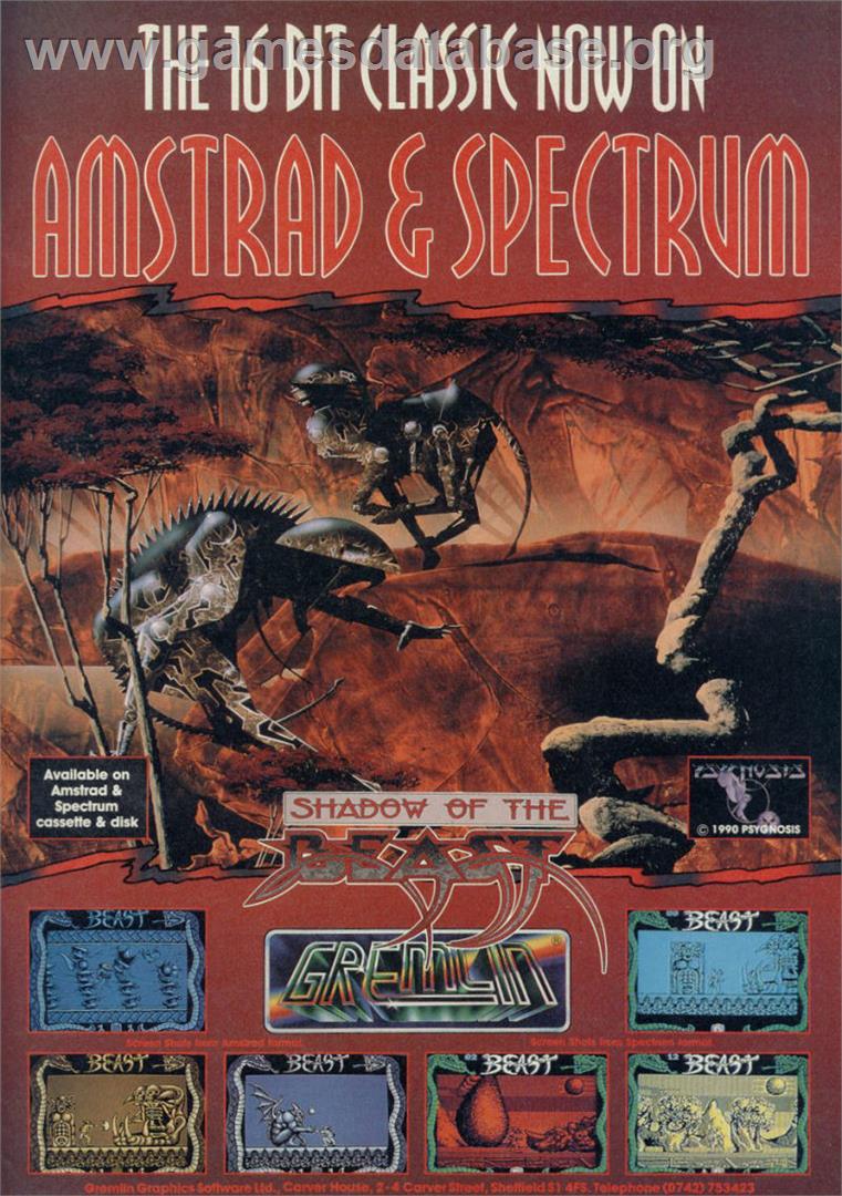 Shadow of the Beast - Sinclair ZX Spectrum - Artwork - Advert