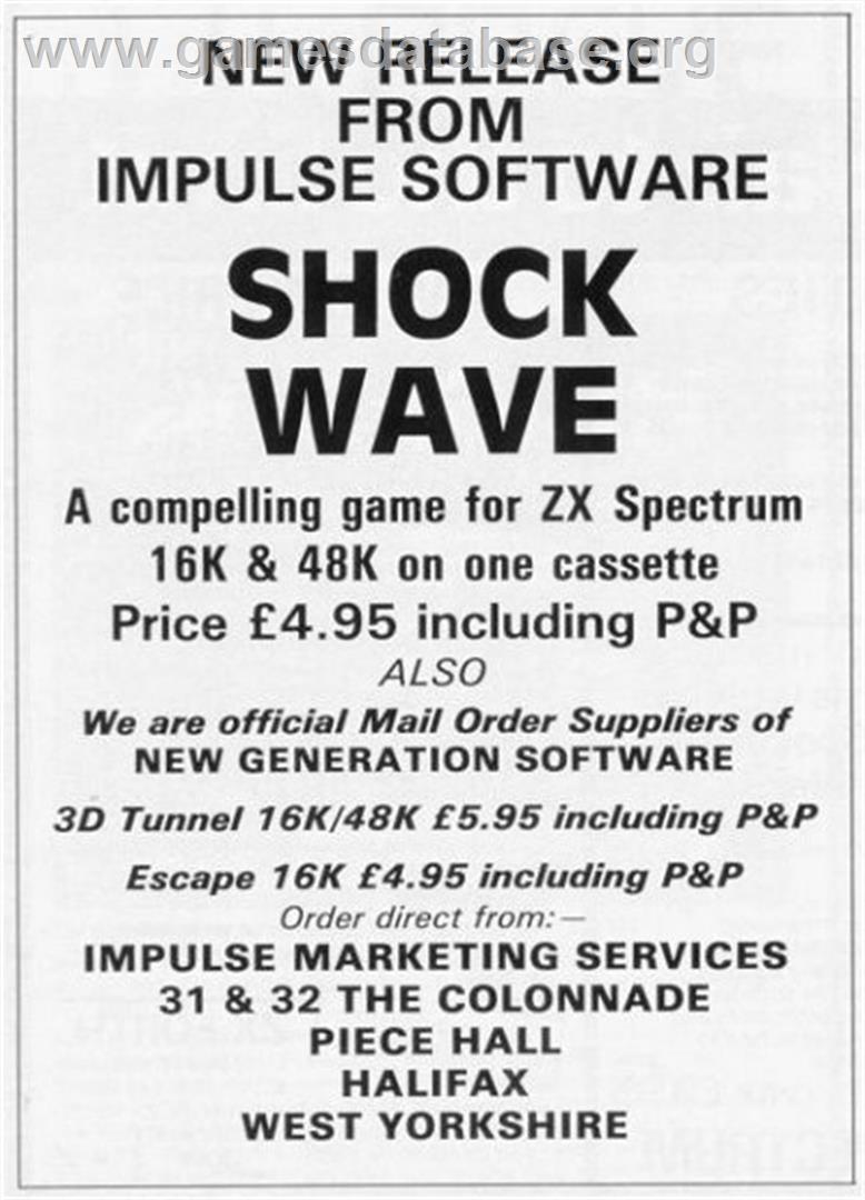 Shock Wave - Sinclair ZX Spectrum - Artwork - Advert