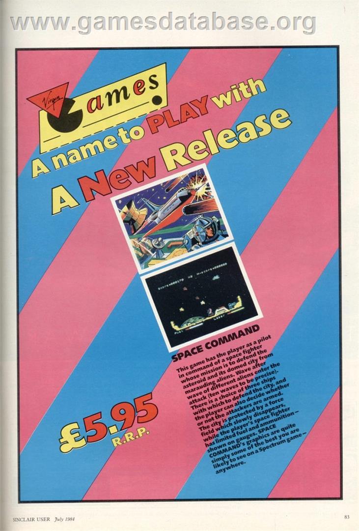 Space Command - Sinclair ZX Spectrum - Artwork - Advert