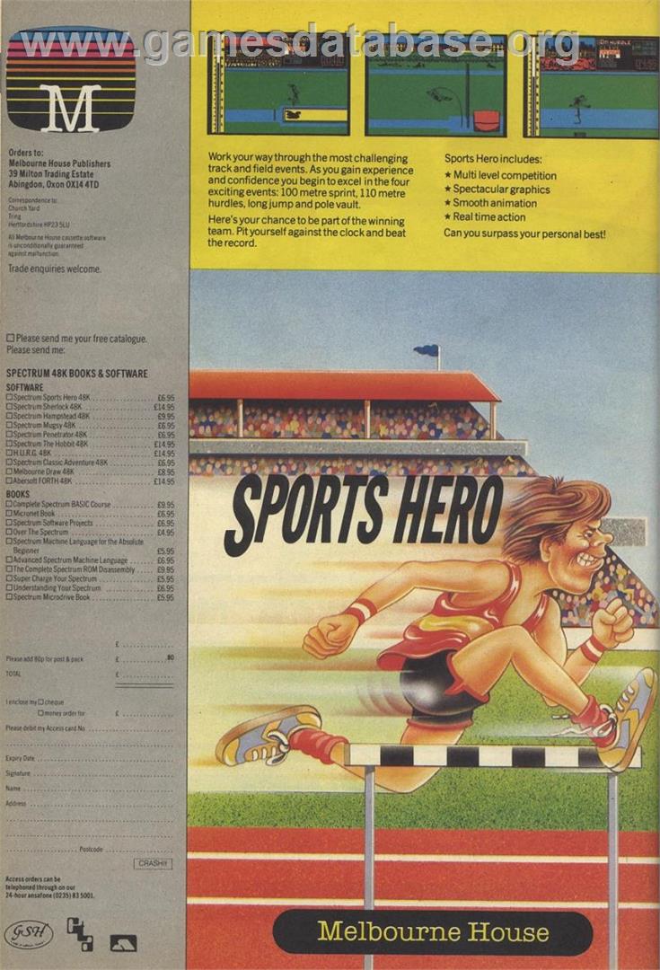 Sports Hero - Sinclair ZX Spectrum - Artwork - Advert