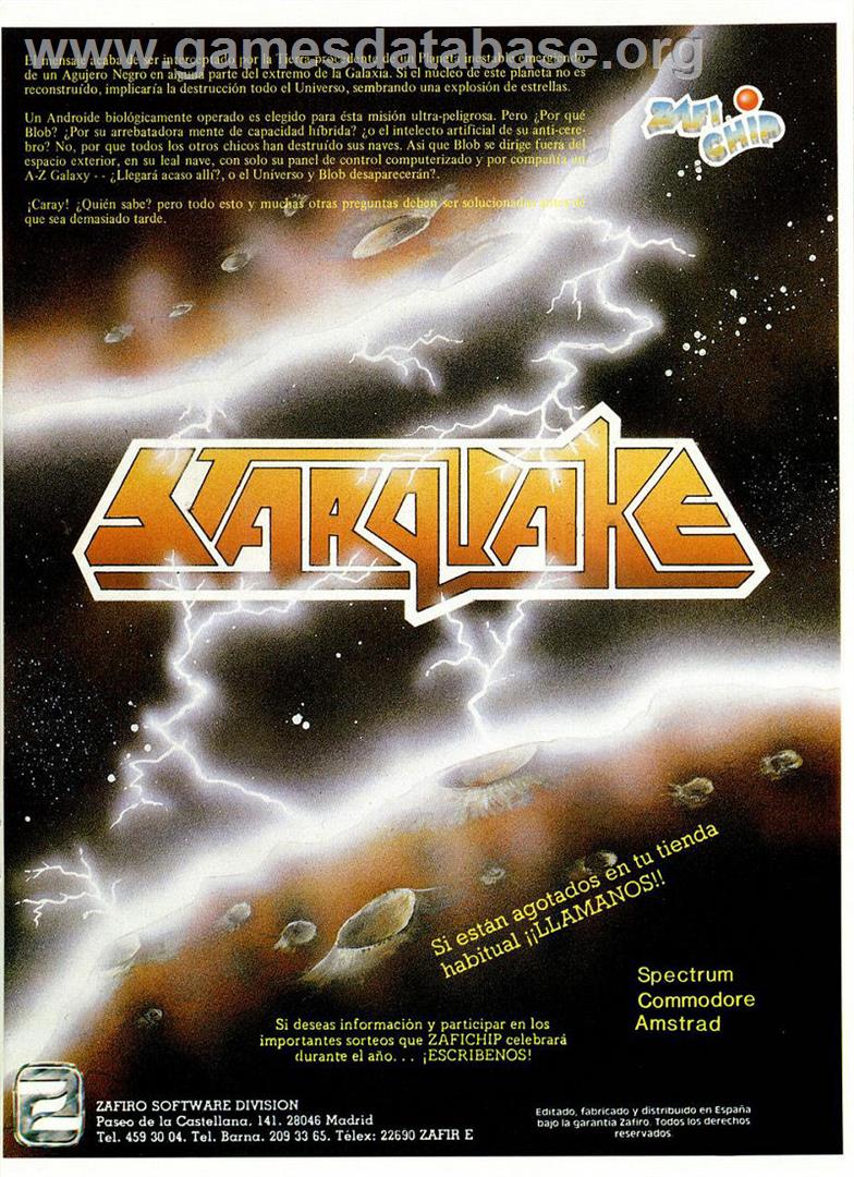 Starquake - Sinclair ZX Spectrum - Artwork - Advert