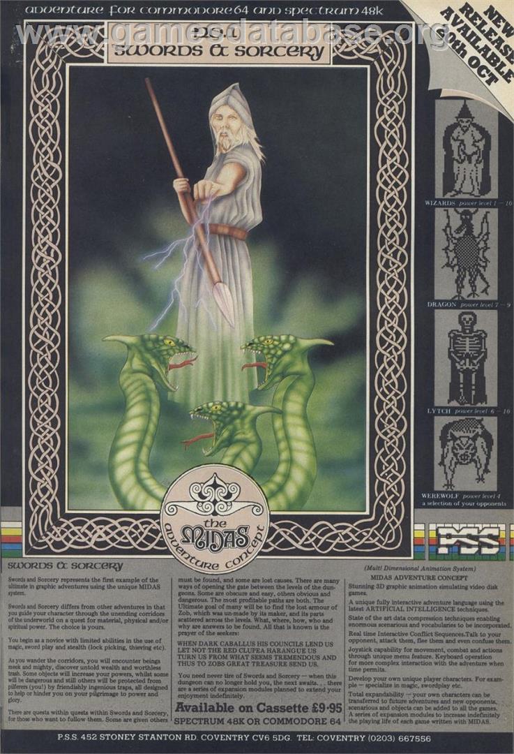 Swords & Sorcery - Sinclair ZX Spectrum - Artwork - Advert