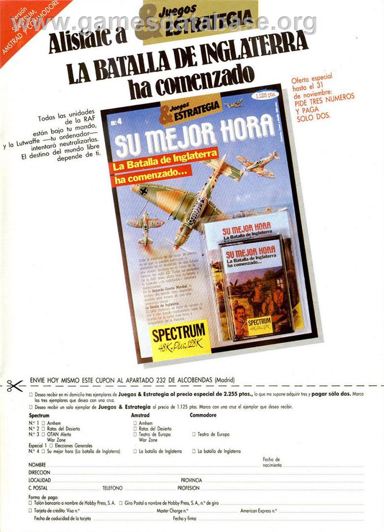 Their Finest Hour - Sinclair ZX Spectrum - Artwork - Advert