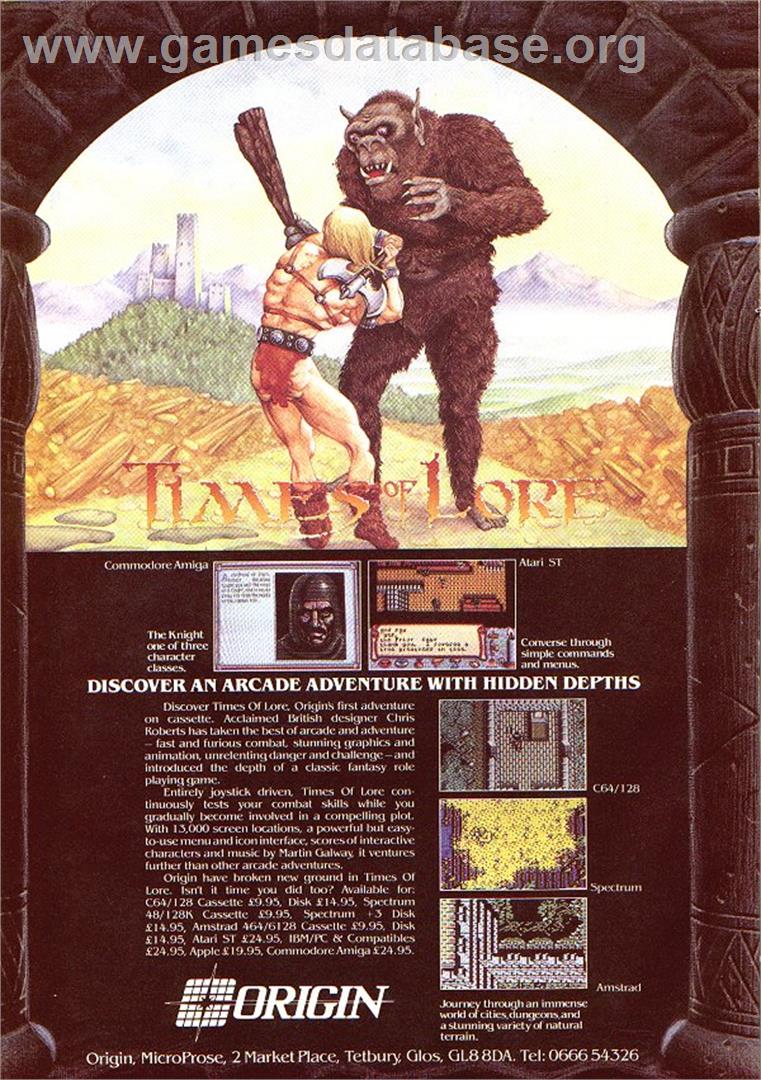 Times Of Lore - Sinclair ZX Spectrum - Artwork - Advert