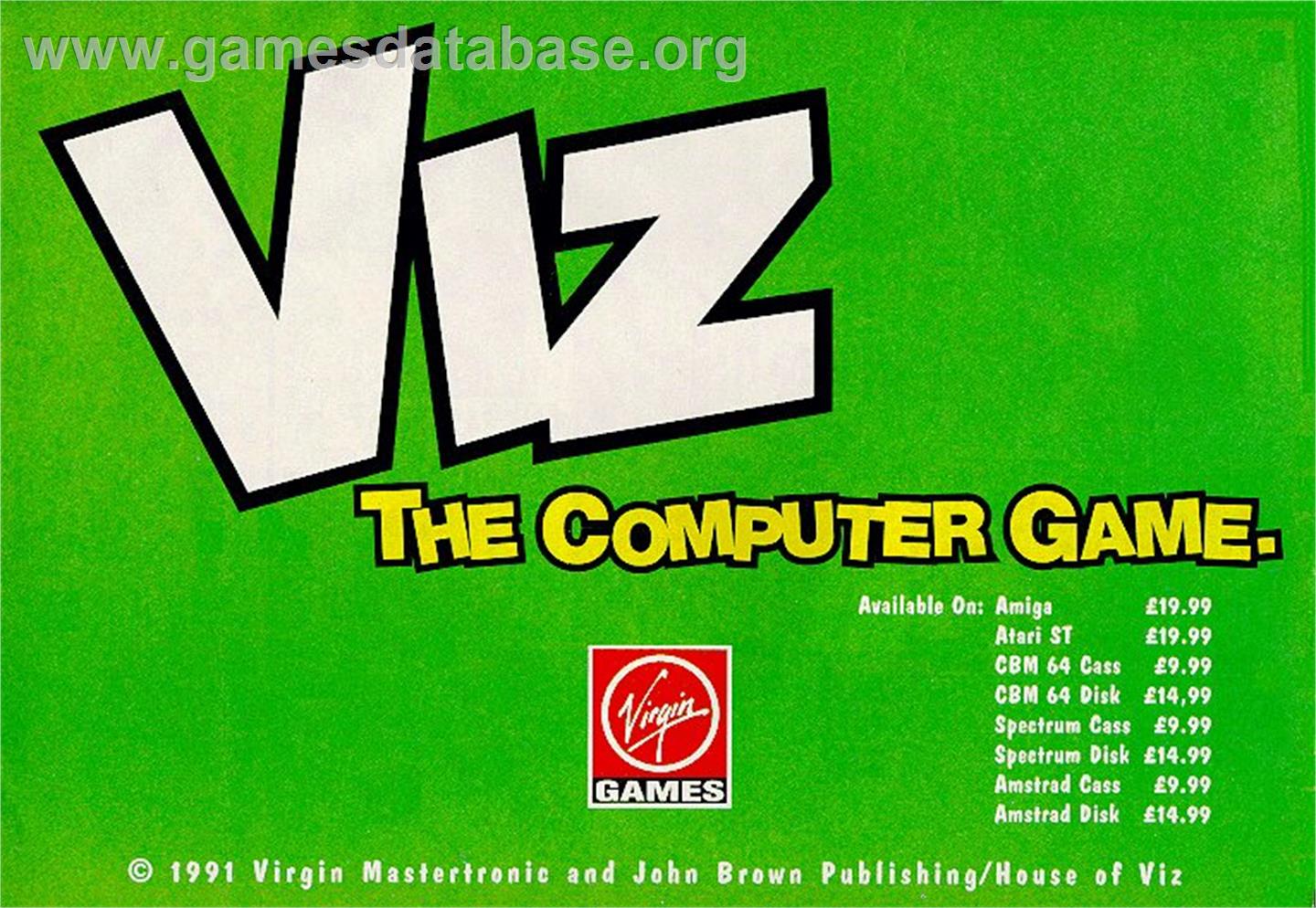 Viz - The Game - Sinclair ZX Spectrum - Artwork - Advert