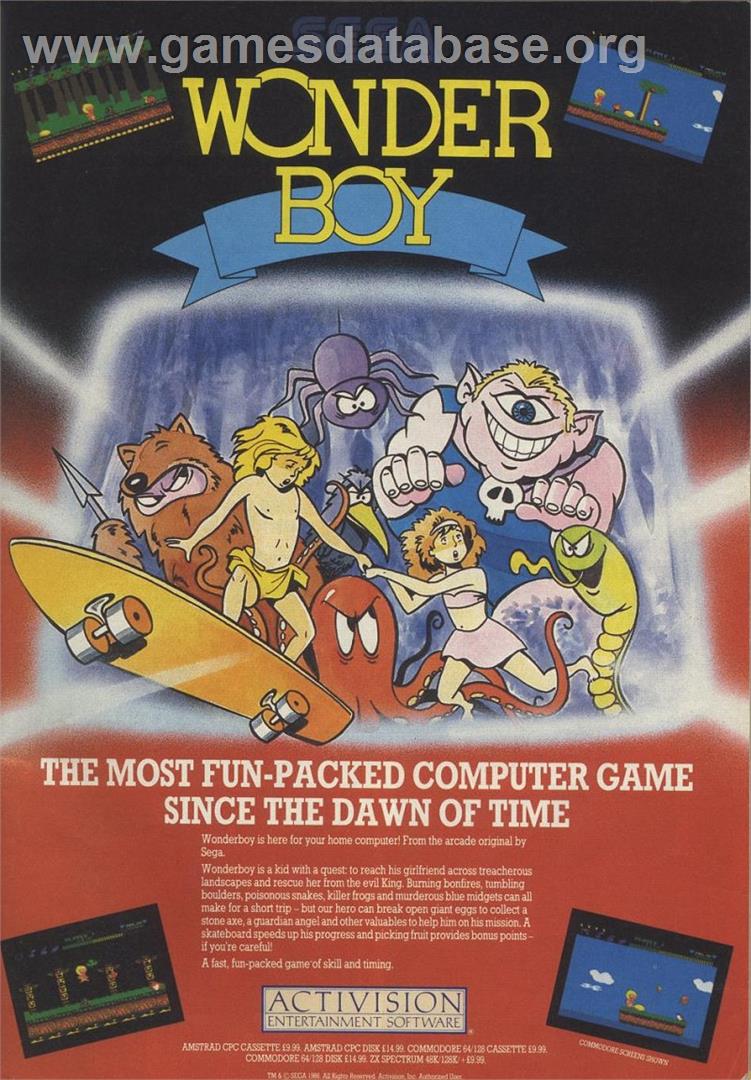Wonder Boy - Sega SG-1000 - Artwork - Advert