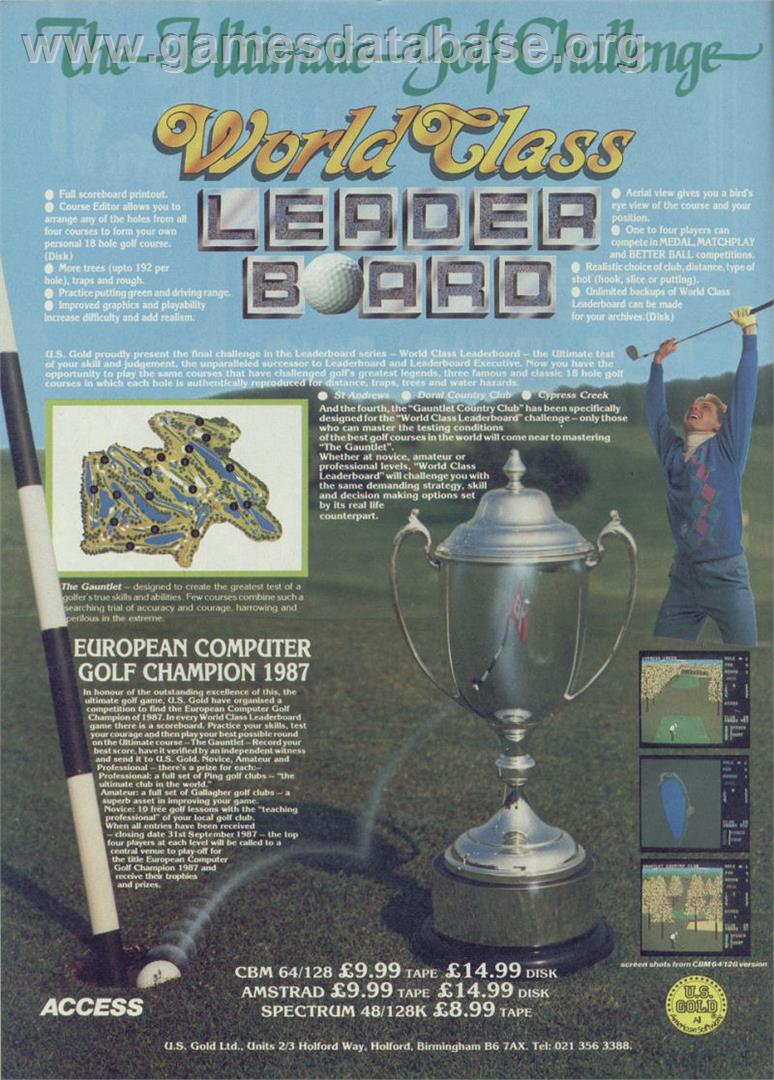 World Class Leader Board - Sinclair ZX Spectrum - Artwork - Advert