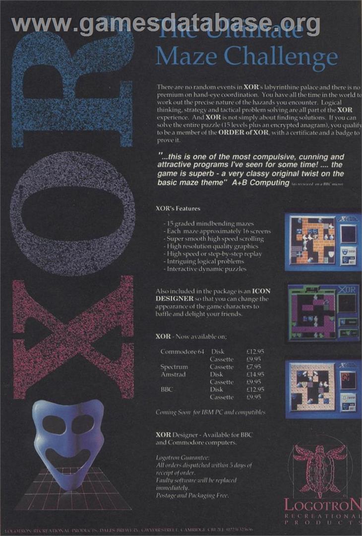Xor - Sinclair ZX Spectrum - Artwork - Advert