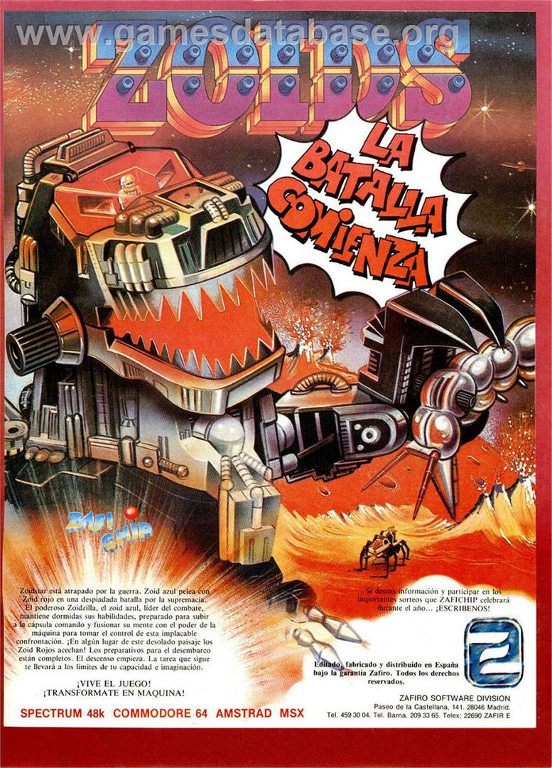 Zoids - The Battle Begins - Sinclair ZX Spectrum - Artwork - Advert