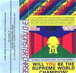 Box cover for 3D Monster Chase on the Sinclair ZX Spectrum.