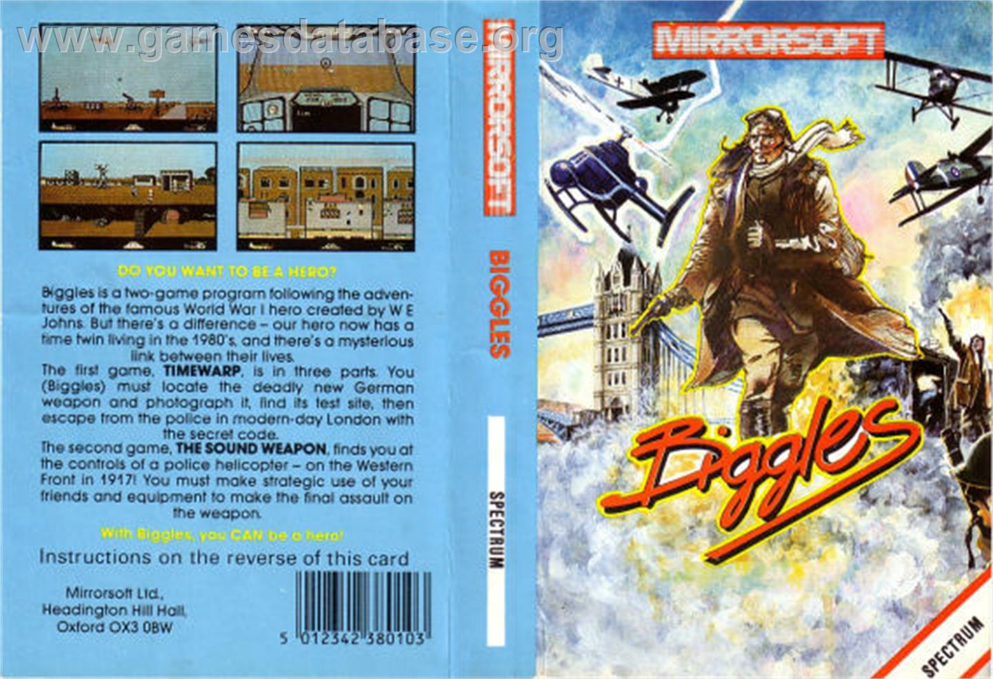 Biggles - Sinclair ZX Spectrum - Artwork - Box