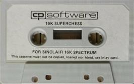 Cartridge artwork for 16k Superchess on the Sinclair ZX Spectrum.