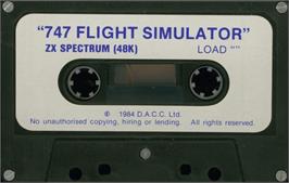 Cartridge artwork for 747 Flight Simulator on the Sinclair ZX Spectrum.