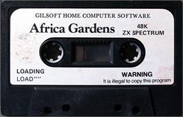 Cartridge artwork for Africa Gardens on the Sinclair ZX Spectrum.