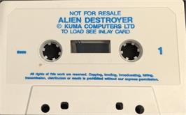 Cartridge artwork for Alien Destroyer on the Sinclair ZX Spectrum.
