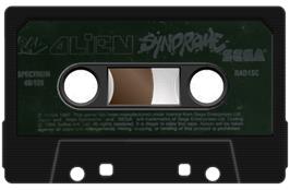 Cartridge artwork for Alien Syndrome on the Sinclair ZX Spectrum.