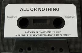 Cartridge artwork for All Or Nothing on the Sinclair ZX Spectrum.