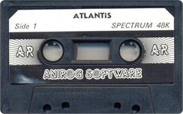 Cartridge artwork for Atlantis on the Sinclair ZX Spectrum.