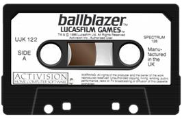 Cartridge artwork for Ballblazer on the Sinclair ZX Spectrum.