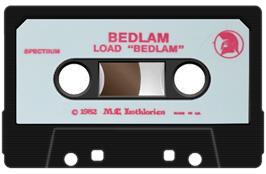Cartridge artwork for Bedlam (Go!) on the Sinclair ZX Spectrum.