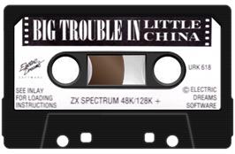 Cartridge artwork for Big Trouble in Little China on the Sinclair ZX Spectrum.