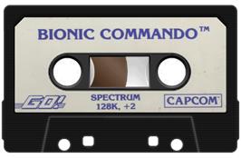 Cartridge artwork for Bionic Commando on the Sinclair ZX Spectrum.