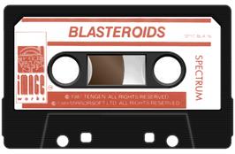 Cartridge artwork for Blasteroids on the Sinclair ZX Spectrum.