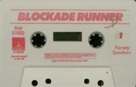 Cartridge artwork for Blockade Runner on the Sinclair ZX Spectrum.