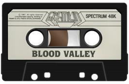 Cartridge artwork for Blood Valley on the Sinclair ZX Spectrum.