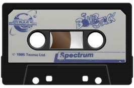 Cartridge artwork for Bomb Jack on the Sinclair ZX Spectrum.
